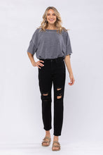 Load image into Gallery viewer, Judy Blue Black High Waist Destroyed Boyfriend Jean
