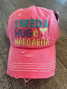 Distressed ‘I need a Huge Margarita’ Cap
