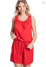 Load image into Gallery viewer, Ruby Red Solid Sleeveless Elastic Waist with Pockets
