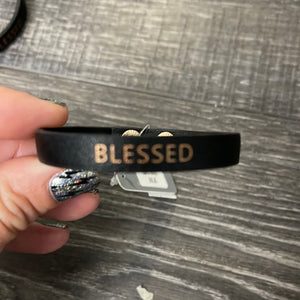 Blessed Black Plaid Snap Bracelet
