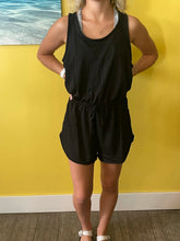 Load image into Gallery viewer, Black Relaxed Fit Tie Waist Romper
