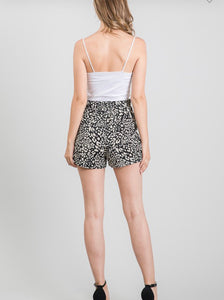 Black/Sand Leopard Tie Shorts