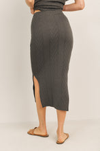Load image into Gallery viewer, Charcoal Cable Knit Midi Length Pencil Skirt
