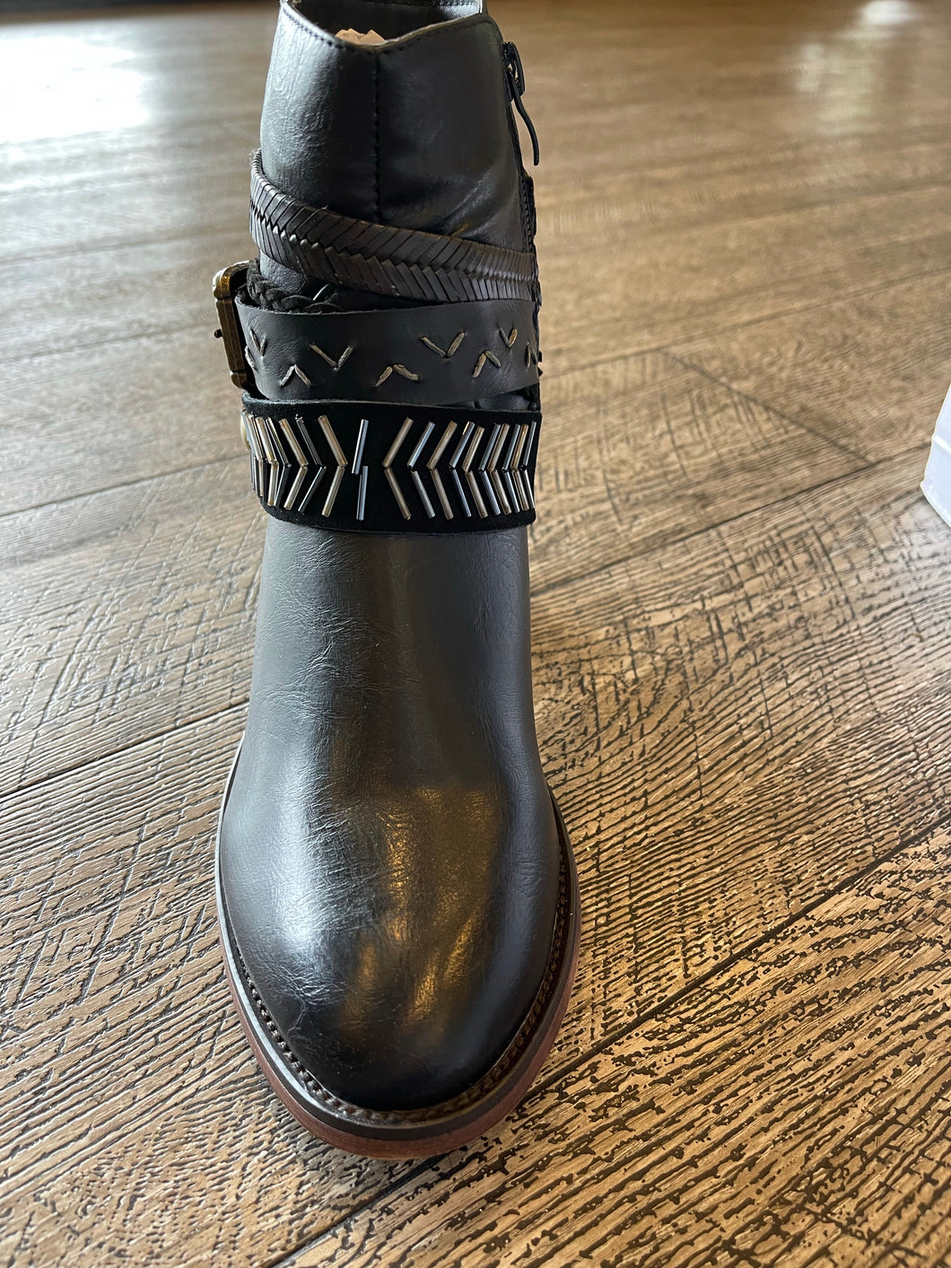 Black Strapped Western Booties