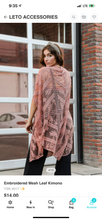 Load image into Gallery viewer, Embroidered Mesh Leaf Kimono- One Size
