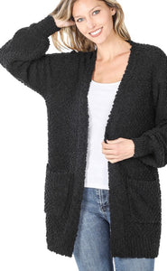 Black Popcorn Cardigan Sweater