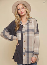 Load image into Gallery viewer, Taupe Plaid ColorBlock Shacket
