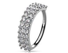 Load image into Gallery viewer, Double Line CZ Bendable Hoop Ring 20GA
