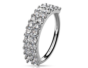 Double Line CZ Bendable Hoop Ring 20GA