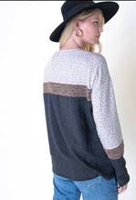 Load image into Gallery viewer, Taupe and Gold Color Block Long Sleeve Shirt
