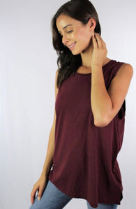 Burgundy Woman’s Cotton Tank with Pocket