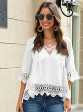 Load image into Gallery viewer, White Crochet Loose Chiffon Top
