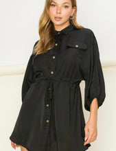 Load image into Gallery viewer, Black Find Me Again Button Up MiniDress
