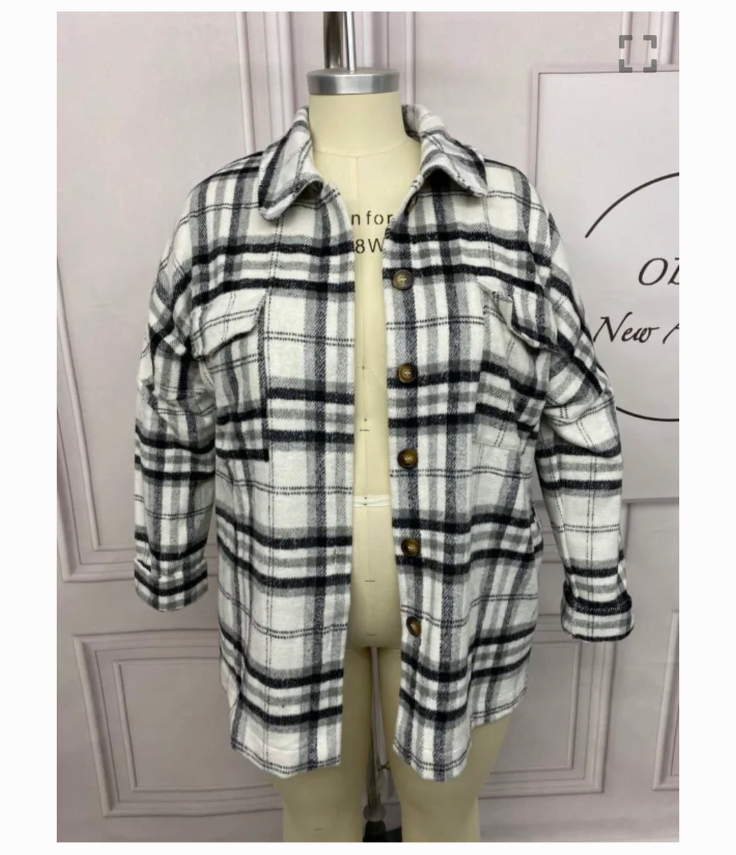 Jojo Black & White Plaid Shacket