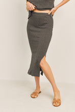 Load image into Gallery viewer, Charcoal Cable Knit Midi Length Pencil Skirt
