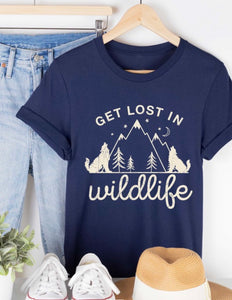 Navy and Cream Get Lost in Wildlife Bella Canvas T-Shirt