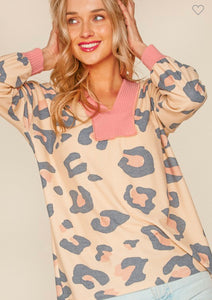 Blush and Manila Leopard Print Top