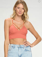 Load image into Gallery viewer, Coral Criss Cross Front Padded Bralette- OS
