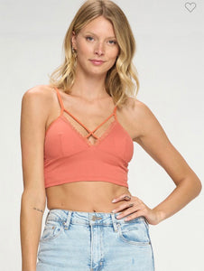 Coral Criss Cross Front Padded Bralette- OS