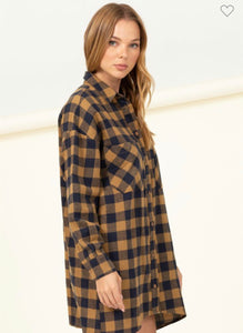 Taupe Check it Out Plaid Dress