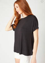 Load image into Gallery viewer, Black Twisted Short Sleeve Knit Top
