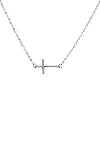 Silvertone Sideways Cross Necklace – Sun Kiss Shop