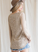 Load image into Gallery viewer, Taupe Sequin &amp; Lace Detailed Top
