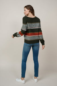 Olive Clay Mustard ColorBlock Sweater