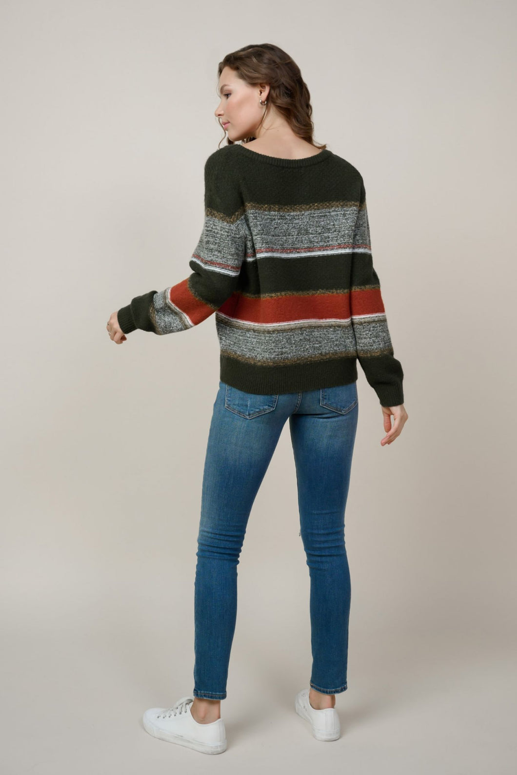 Olive Clay Mustard ColorBlock Sweater