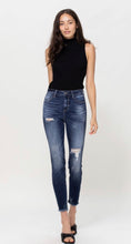 Load image into Gallery viewer, Cello Dark High Rise Distress Skinny Crop Jeans
