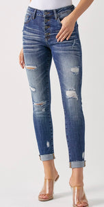 Risen MidRise Button Fly Skinny Jeans
