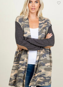 Charcoal Camo  with Suede Elbow Cardigan