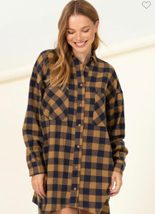 Taupe Check it Out Plaid Dress