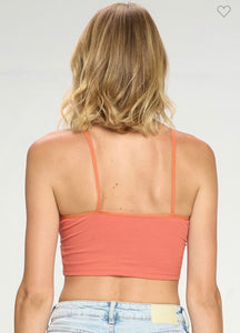 Coral Criss Cross Front Padded Bralette- OS