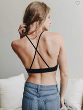 Load image into Gallery viewer, Crochet Strappy Back- Black and Cream Bralette
