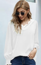 Load image into Gallery viewer, White V-Neck Lace Blouse
