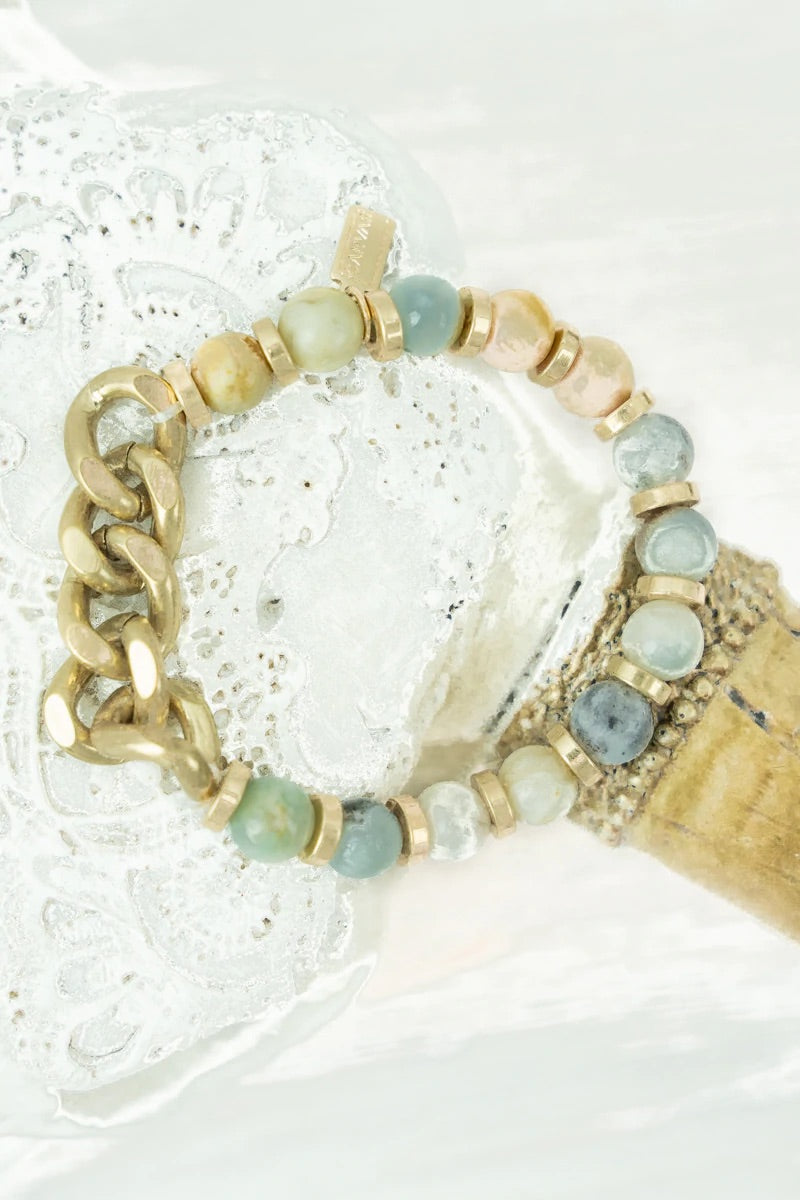 Amazonite Stone & Chunky Chain Bracelet