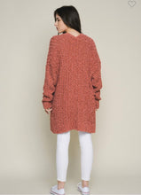 Load image into Gallery viewer, Rust Light Popcorn Knit Cardigan w/ Pockets
