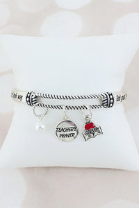 Silvertone Teacher’s Prayer Charm Bracelet