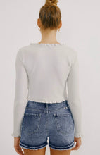Load image into Gallery viewer, KANCAN DARK HIGH RISE EXPOSED BUTTON RELEASE HEM SHORTS
