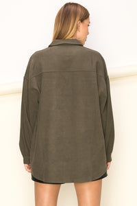 Olive Oversized Button Up Shirt