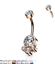 Load image into Gallery viewer, Round  Cluster Crystal Stone Belly Button Ring
