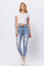 Load image into Gallery viewer, Judy Blue Distressed Light Wash Skinny Jeans
