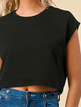 Load image into Gallery viewer, Black Loose Muscle Crop Top
