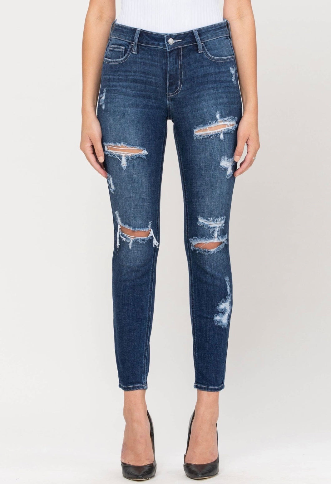 Cello Dark  Lightly Distressed Denim Jeans