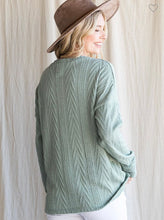 Load image into Gallery viewer, Light Olive Cable Knot Drop Shoulder Top
