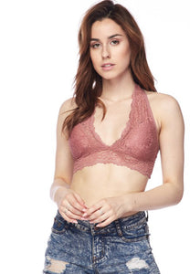 New Mauve Lace Twisted Back Bralette