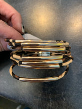 Load image into Gallery viewer, Goldtone Bar Light Brown Leopard Multi-Strand Magnetic Bracelet
