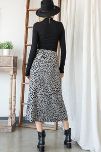 Olive Animal Print Midi Skirt