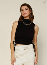 Load image into Gallery viewer, Black Sleeveless Side Tie Mock Neck Top
